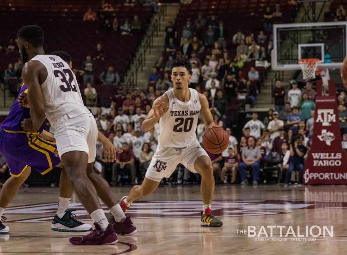 Andre Gordon dribbles the ball down the court. Gordon scored 17 points against LSU. 
