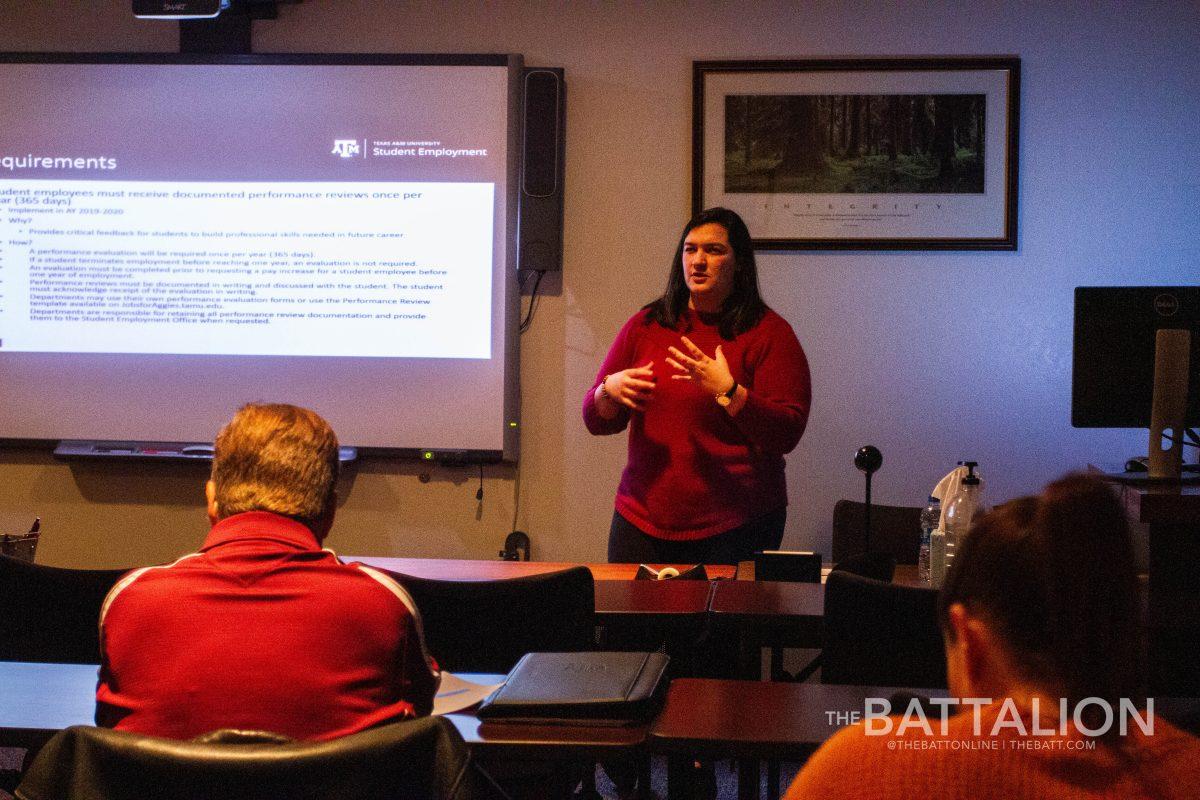 Director of the Student Employment Office, Colleen Sisco, led a workshop to teach on-campus supervisors skills about managing students.