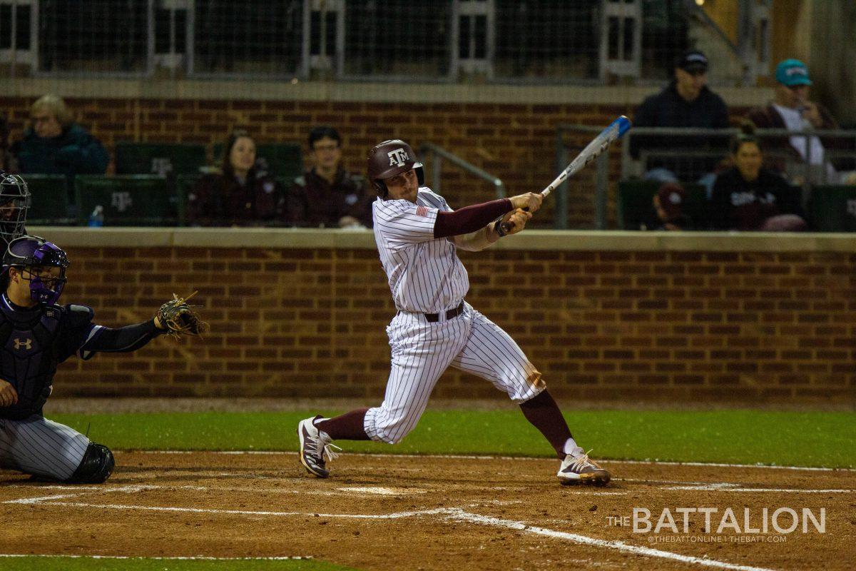 Senior Mikey Hoehner hit a double in the third inning scoring two runs for the Aggies.