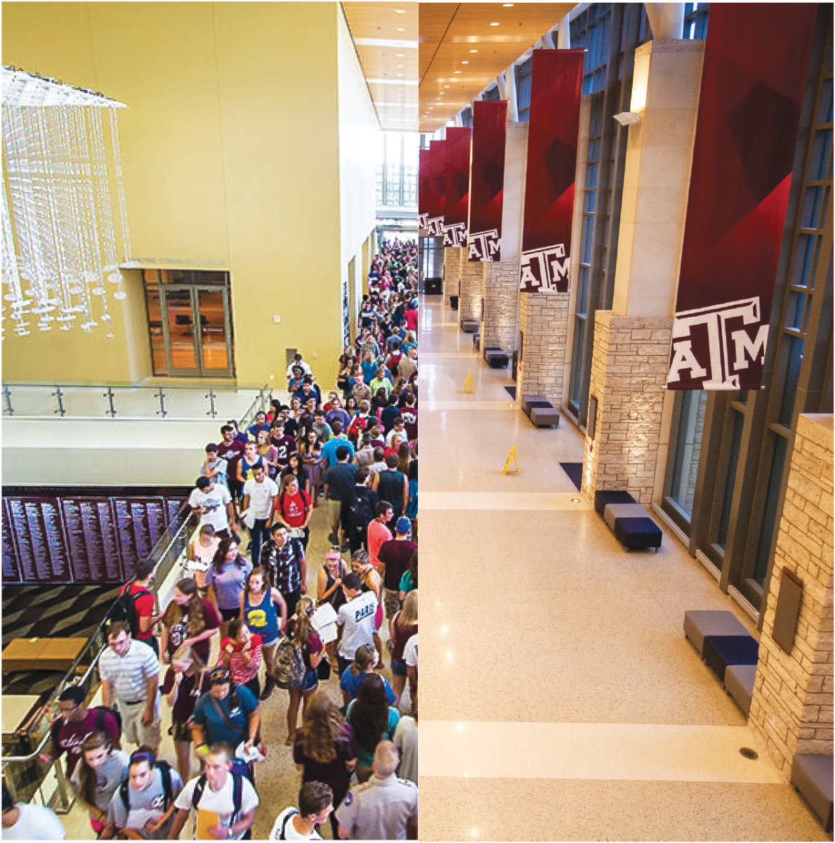 The MSC on its busiest day, MSC Open House, stands in stark contrast of the MSC after recent COVID-19 precautions have moved all A&M coursework to online-only instruction.