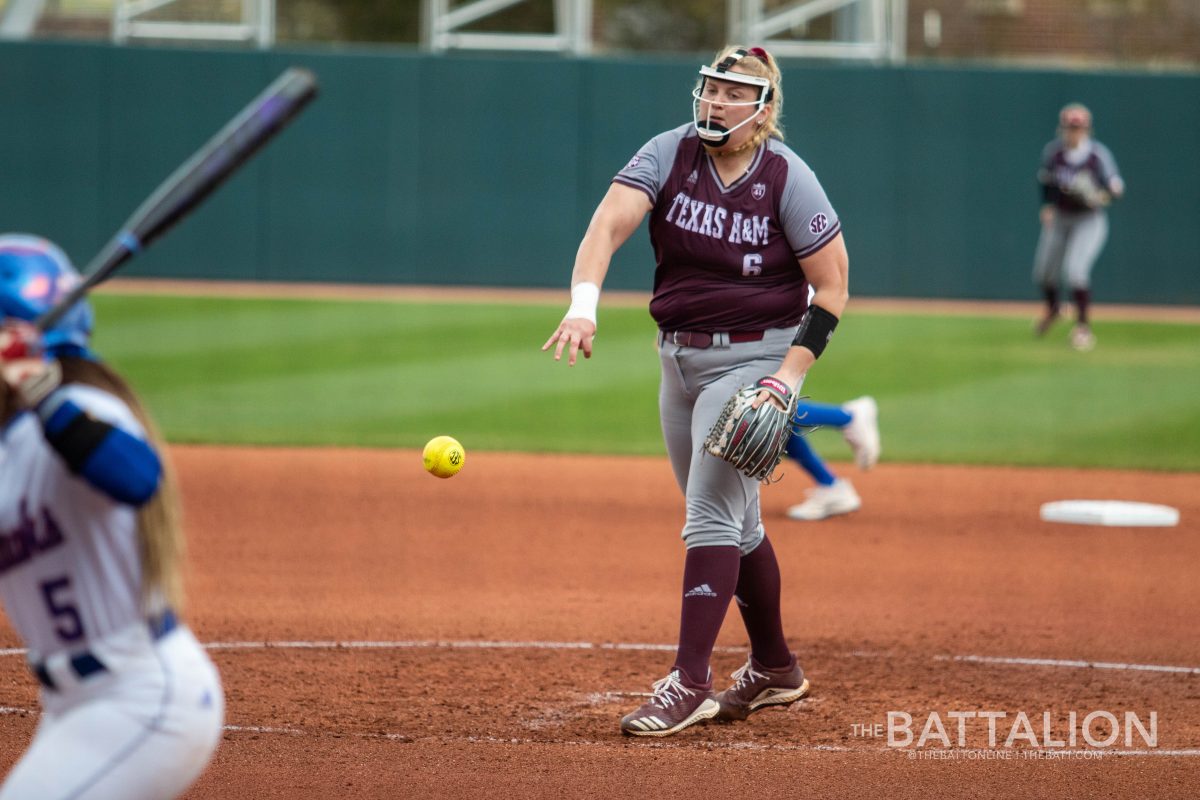 Junior&#160;Kayla Poynter pitched six innings against Kansas throwing 81 pitches with three strikeouts and one walk.