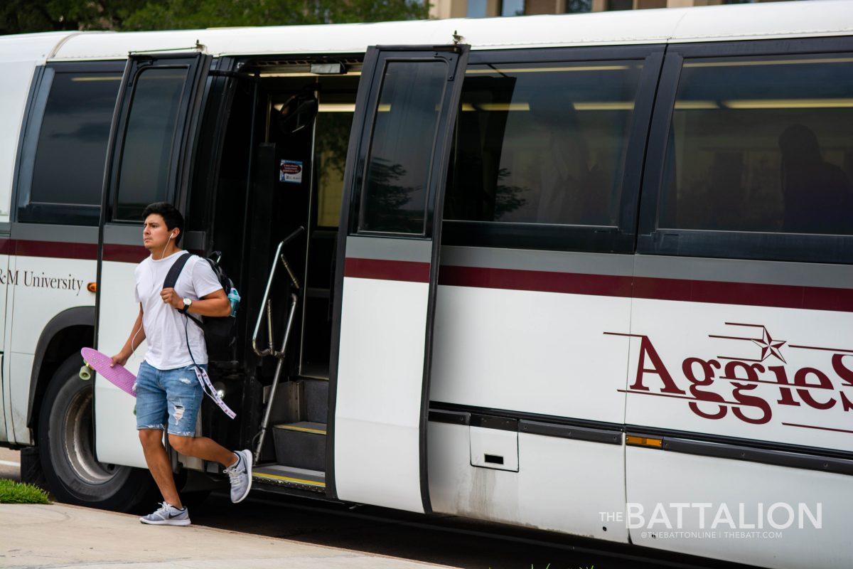 Aggie+Spirit+buses+will+run+on+a+modified+schedule+and+carry+a+maximum+of+30+passengers+per+bus.