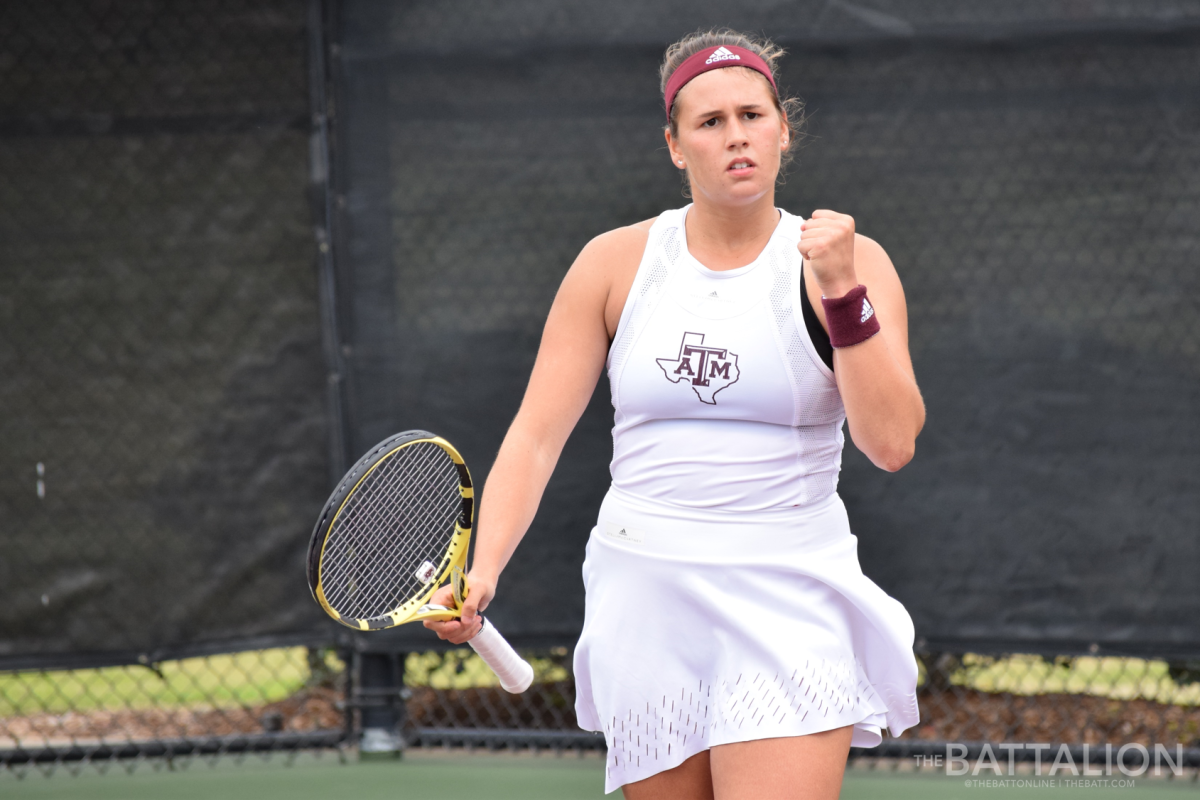 Sophomore Lucia Quiterio celebrates after scoring a point.