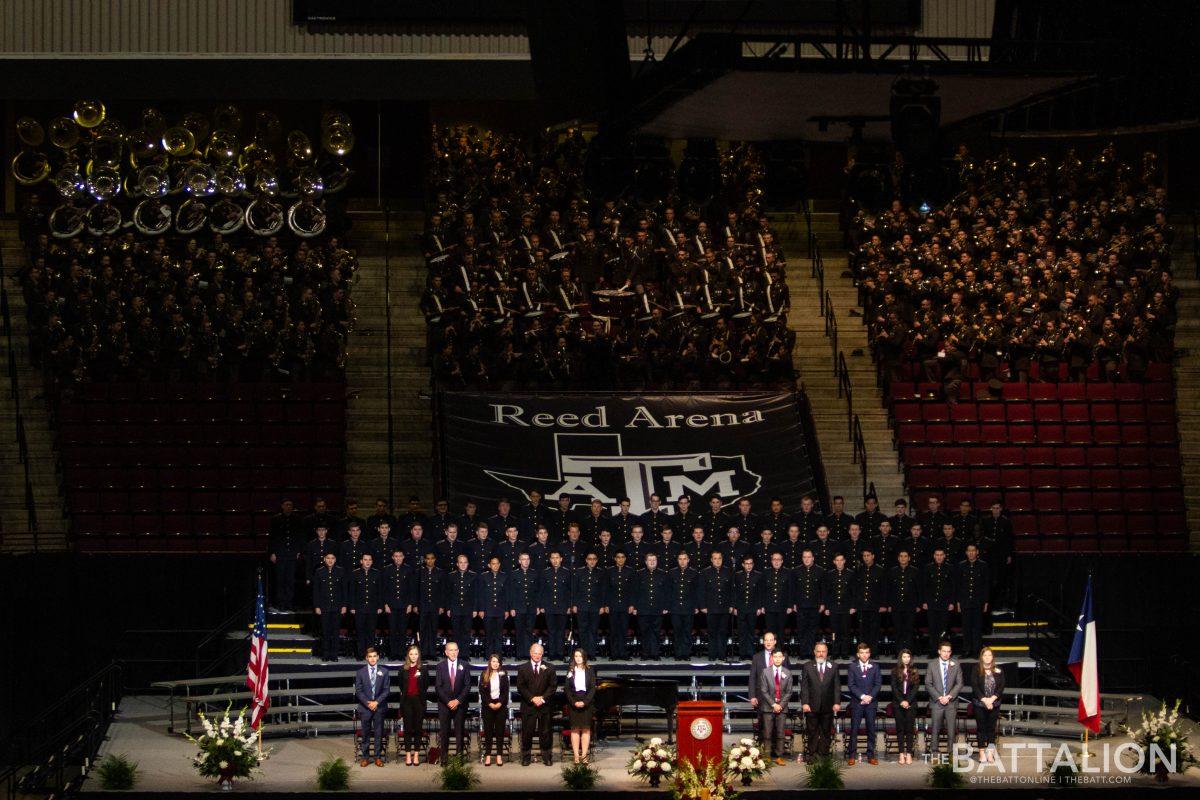 The Fightin Texas Aggie Band played The Spirit of Aggieland before the Roll Call for the Absent.