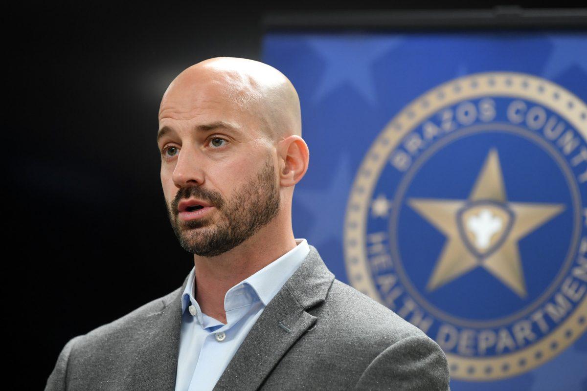 Brazos County Alternate Health Authority Dr. Seth Sullivan speaks Monday, July 6, 2020 during the COVID-19 press conference at the Brazos County Health District.