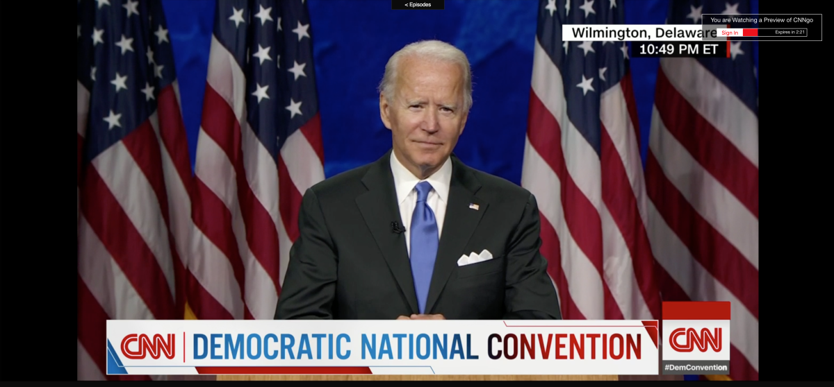 Joe+Biden+accepted+the+democratic+nomination+Thursday%2C+Aug.+20+at+the+Democratic+National+Convention.