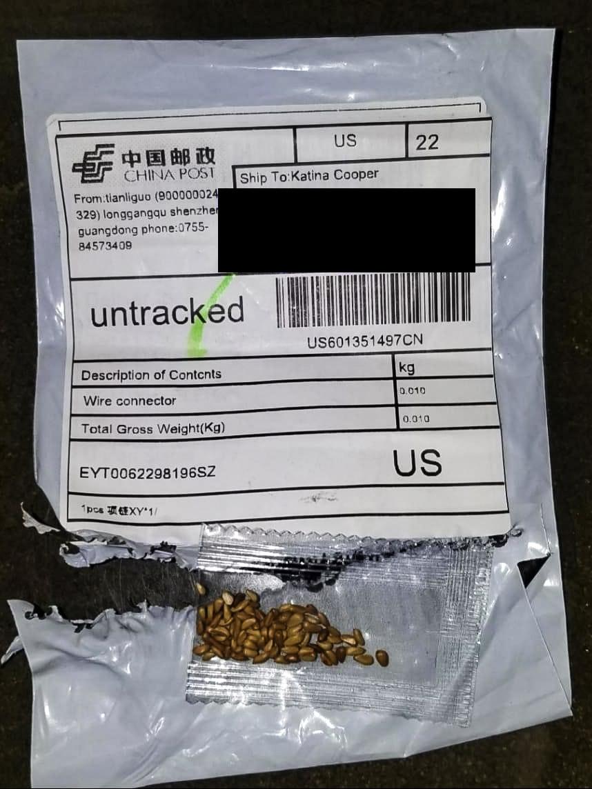 Katina Cooper is a Van Zandt County resident and was mailed this unsolicited package of seeds on July 29.