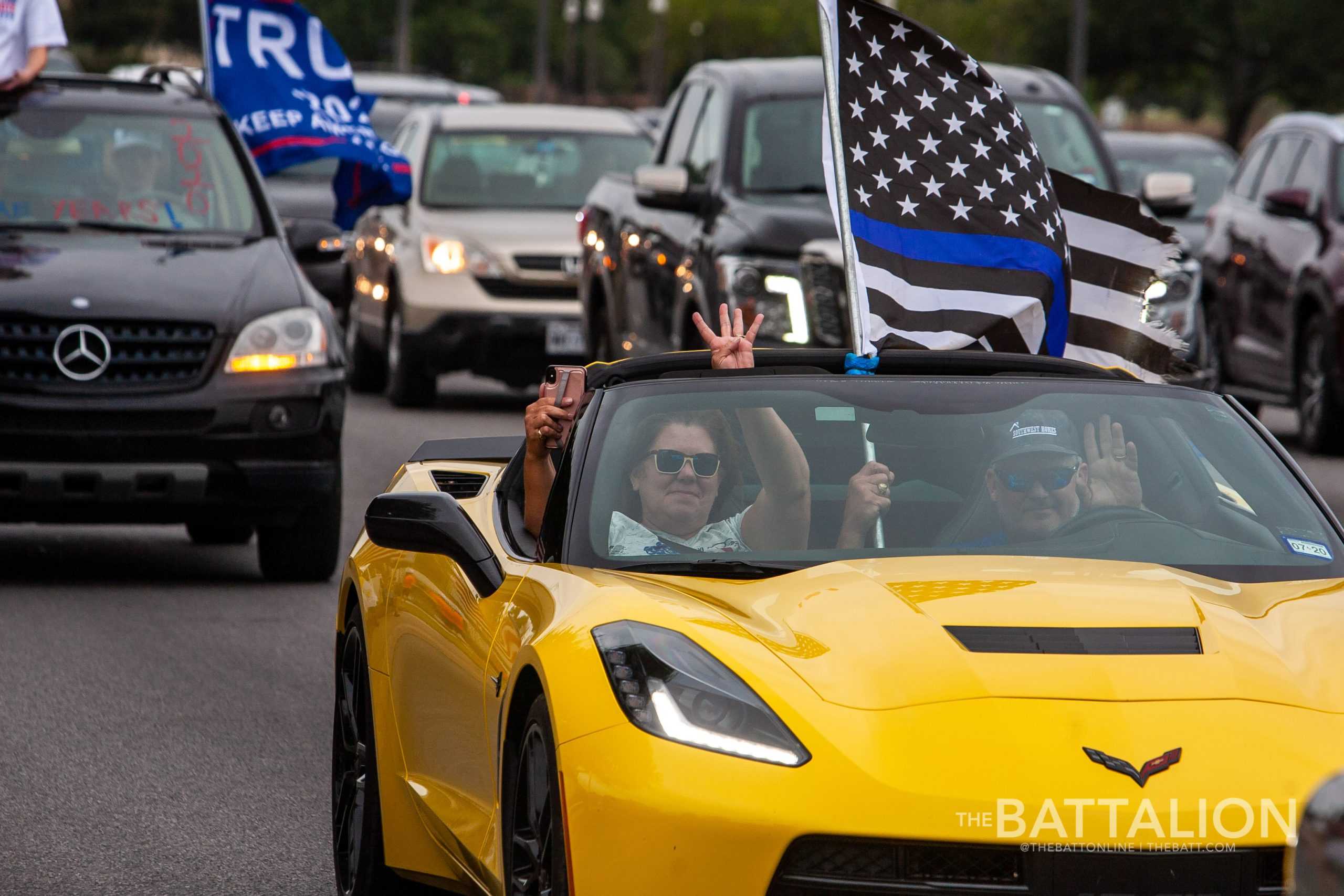 Over 100 cars gather for Trump parade in College Station