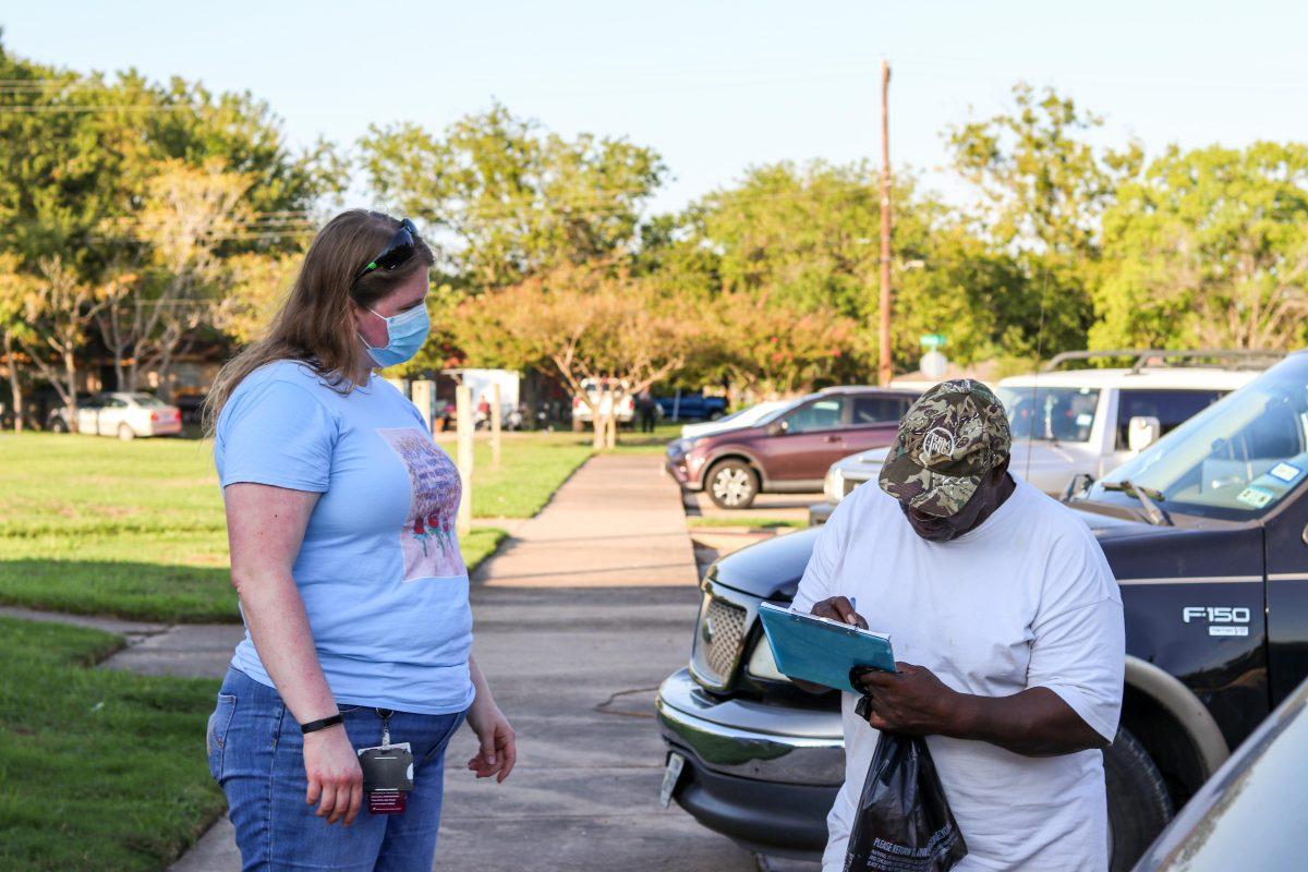 Volunteer voter registrars met on Sept. 12 to register new Brazos County voters in Bryan.