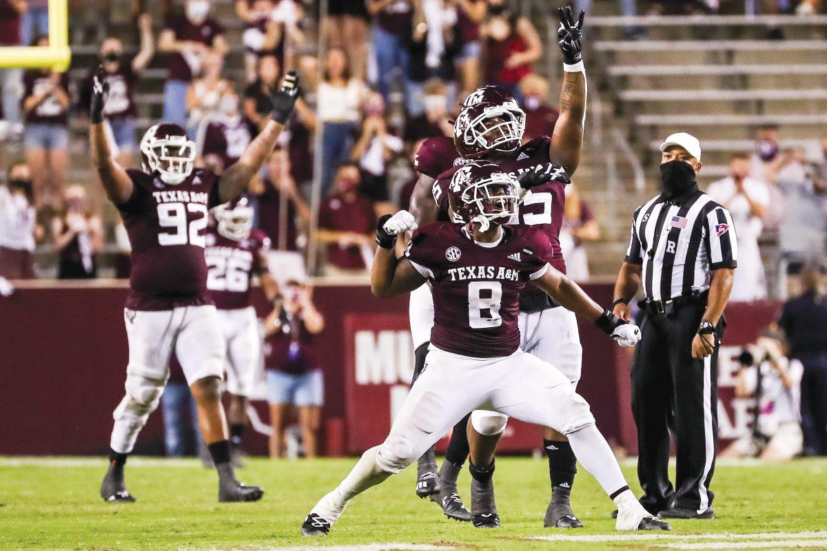 Defensive lineman DeMarvin Leal celebrates during the Vanderbilt game on Sept. 26.