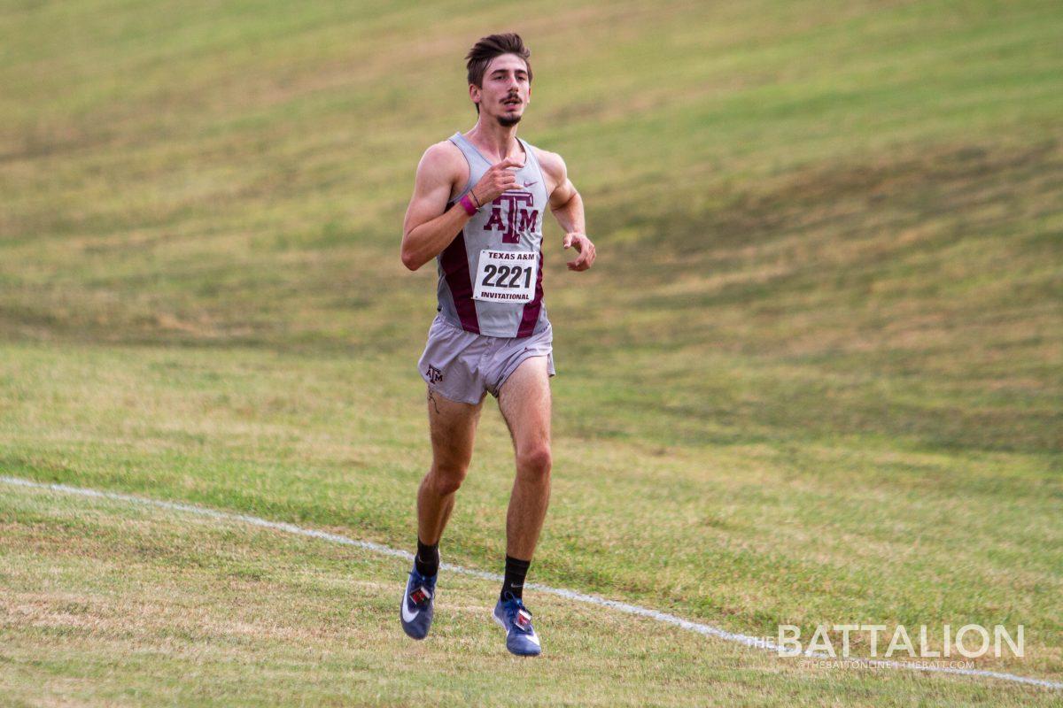 Junior Gavin Hoffpauir was the first Aggie to cross the finish line.