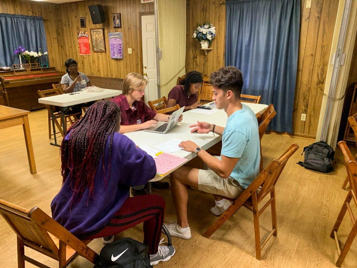 Members of Phi Delta Theta and Texas A&M Gents volunteer through 99 Tutors to provide tutoring to the College Hills Baptist Church community.
