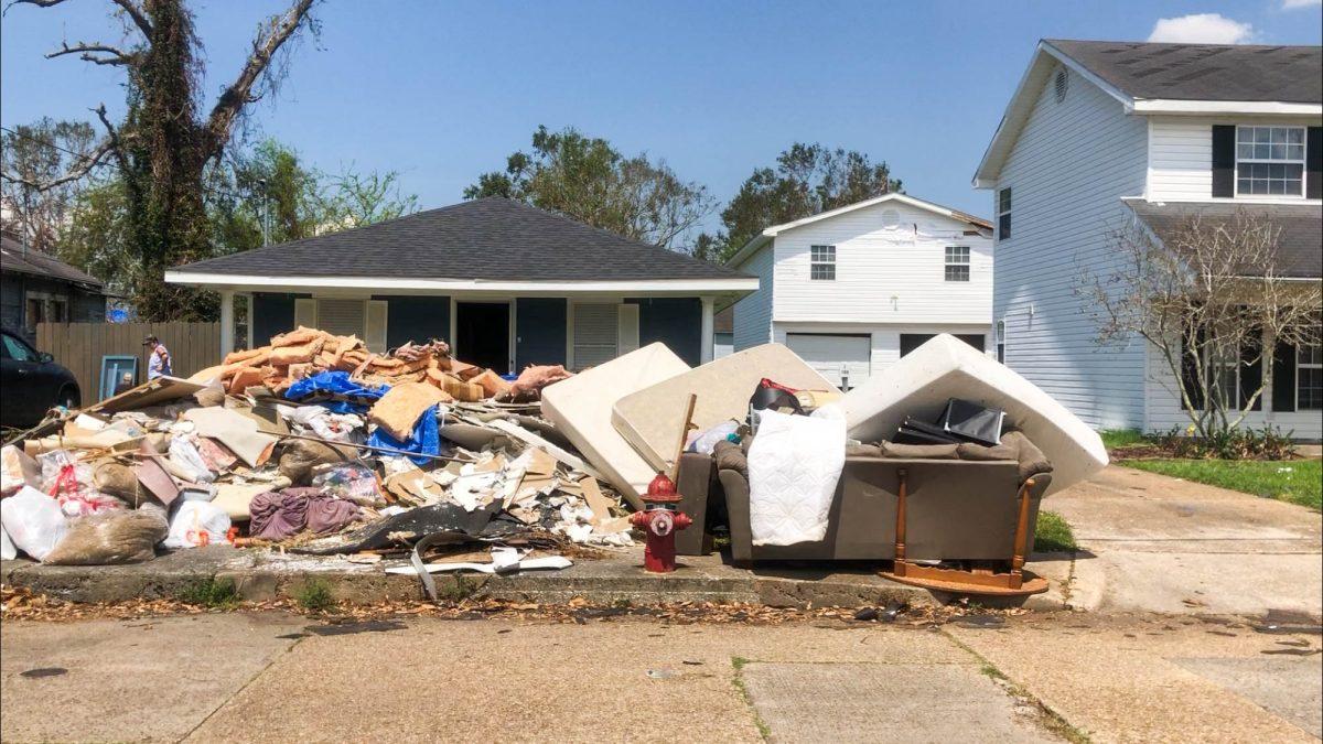 Homes in Lake Charles have been gutted after two major hurricanes strike. Due to roof damage caused by the winds from Hurricane Laura, Hurricane Delta rained in hundreds of homes, rendering them temporarily uninhabitable.