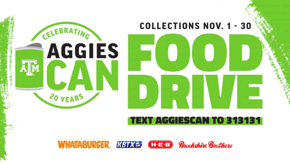 The annual AggiesCAN food drive is being held Nov. 1-30.