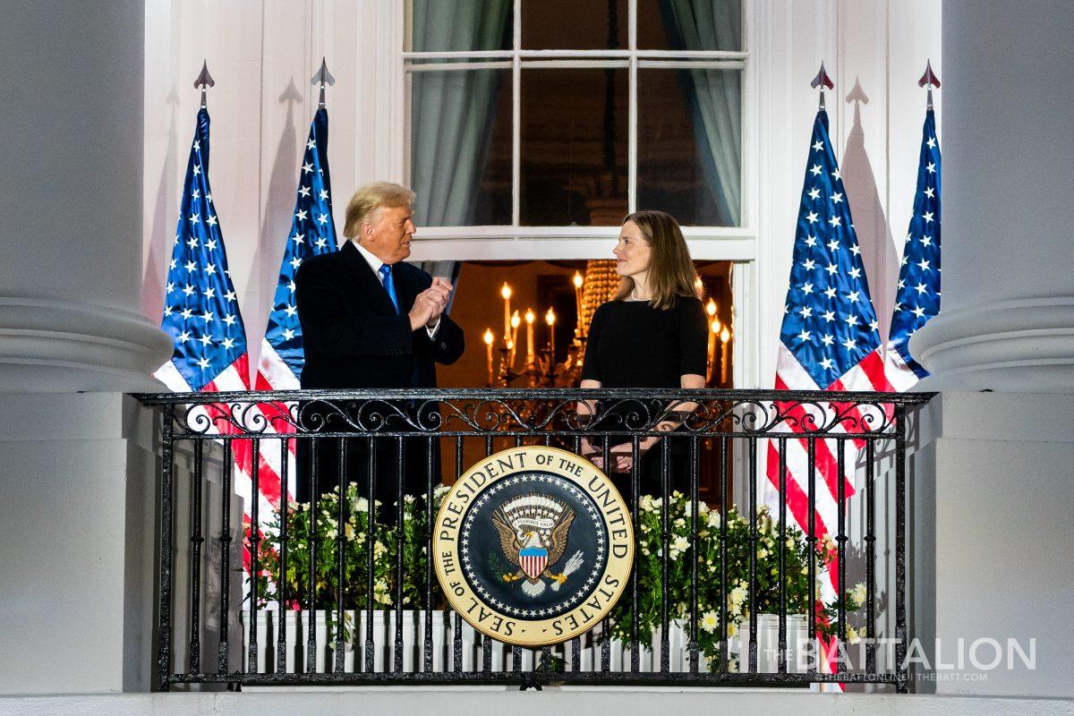 Justice Amy Coney Barrett was sworn in at the White House on Oct. 26, 2020.