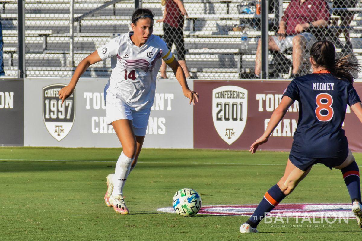 Senior defender Jimena Lopez led the Aggies in advancing to the semifinals of the SEC Tournament. 