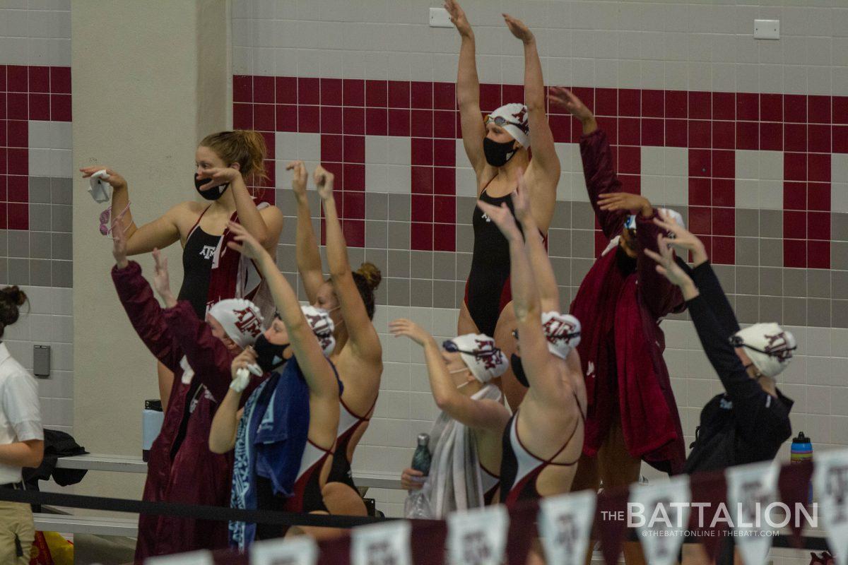 The womens swim team notched 12 first place finishes in the final dual meet of the season against LSU.