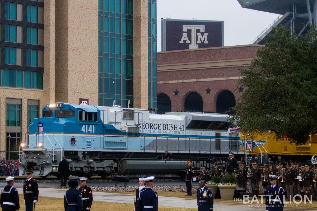 The historic Union Pacific No. 4141 Engine will arrive in College Station in April and is to be housed in the George H.W. Bush Library and Museum along with the Marine One helicopter. 