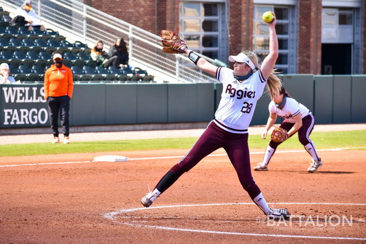 Graduate student Kelsey Broadus ended the game against Campbell with 12 strikeouts and her first career no hitter. 