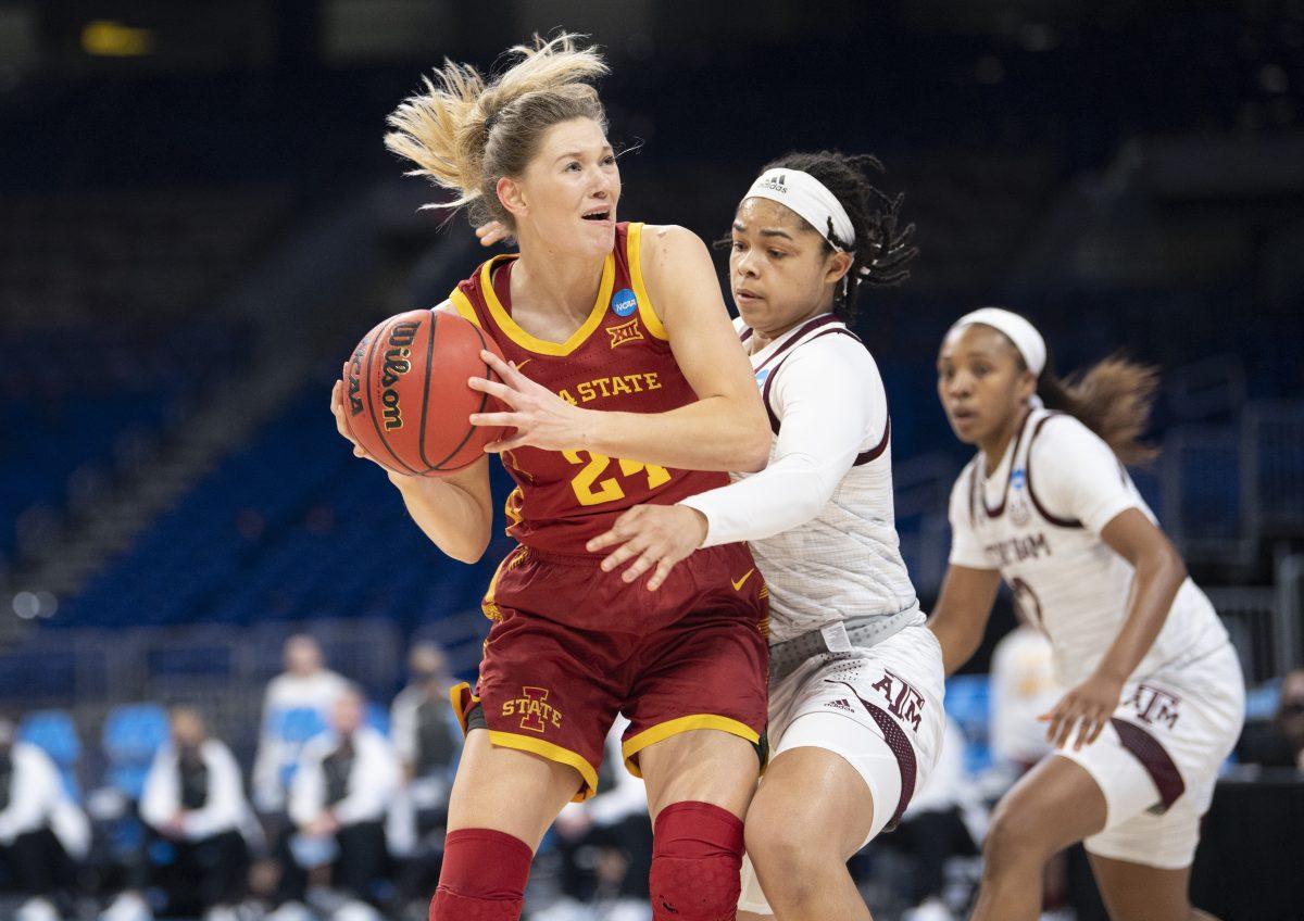 SAN ANTONIO, TX - MARCH 24: Texas A&amp;M University takes on Iowa State University during the second round of the 2021 NCAA Division I Women&#8217;s Basketball Tournament held at Alamodome on March 24, 2021 in San Antonio, Texas. (Photo by Ben Solomon/NCAA Photos)