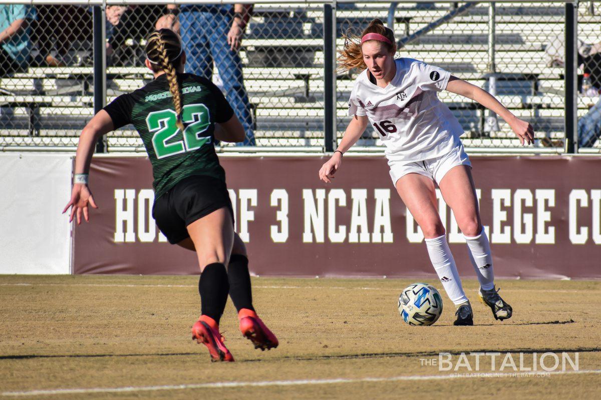 Junior defender&#160;Macie&#160;Kolb scored the first goal of the Aggies' game against Rice.&#160;