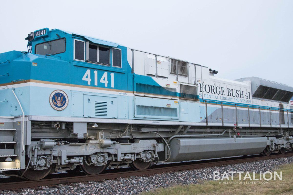 The historic engine Union Pacific No. 4141 arrived in College Station on March 21, 2021, where it will depart the tracks for its final resting place at the George H. W. Bush Presidential Library and Museum.