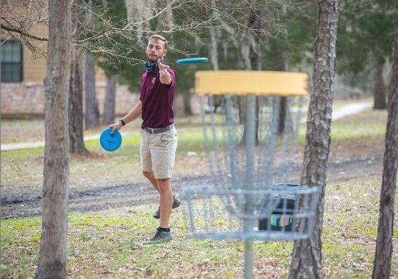 Biomedical science senior Drew Fitzwater is part of one of the two Texas A&M disc golf teams that will be competing at the 2021 Collegiate Disc Golf National Championships in Marion, N.C., on April 6-10.