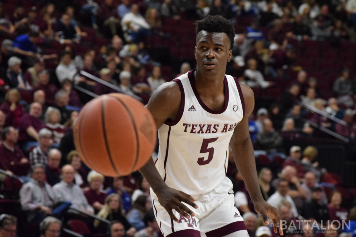 Sophomore Emanuel Miller led the Aggies with 16.2 points per game and 8.2 rebounds per game during the 2020-2021 season.