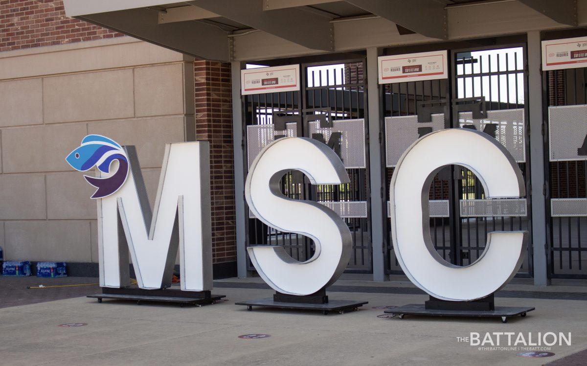 The MSC Fish sign was displayed at one of the entrances to Kyle Field. 