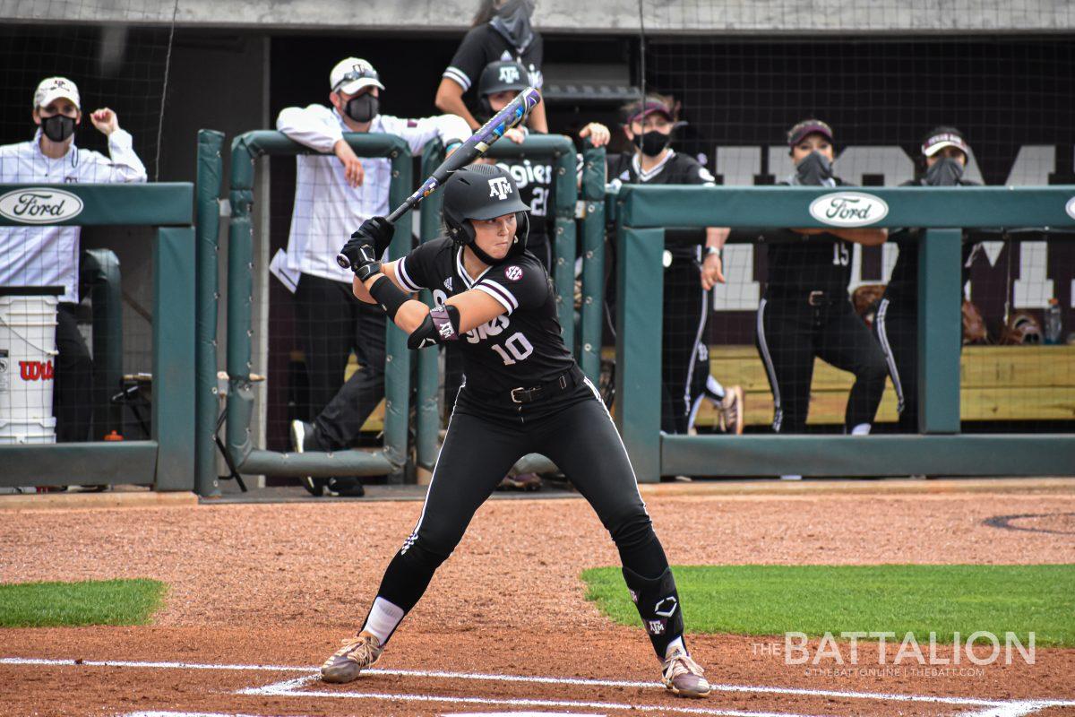 Sophomore&#160;Shaylee Ackerman&#160;recorded a hit in the sixth inning of the Aggies' loss to Ole Miss.&#160;