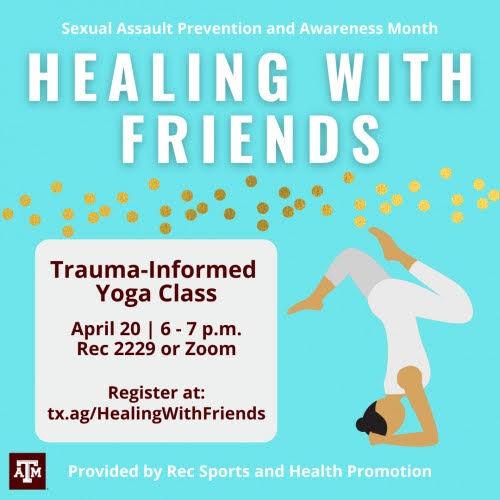 As part of Sexual Assault Awareness Month, Rec Sports and Health Promotion will host a yoga session for sexual assault survivors on Tuesday, April 20 at 6 p.m. 