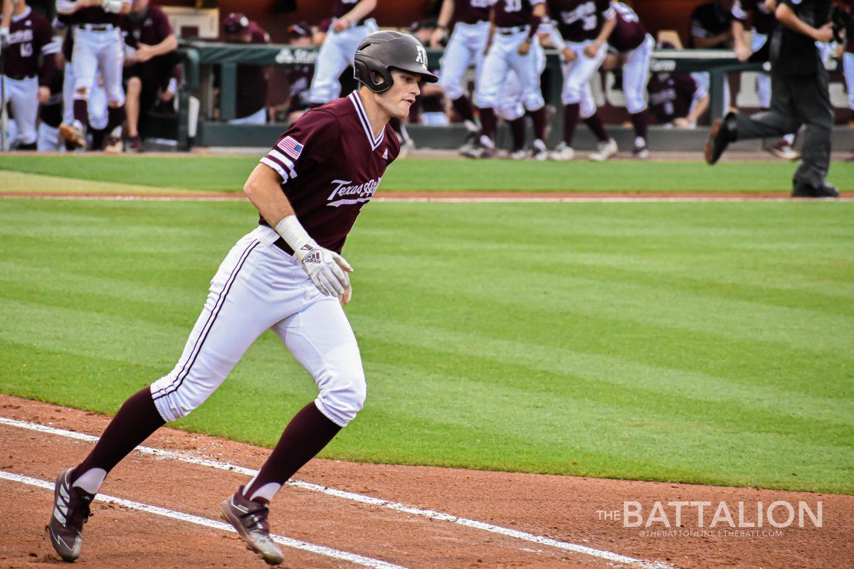Sophomore outfielder Logan Britt was one of nine Aggies that recorded a hit against Missouri. 