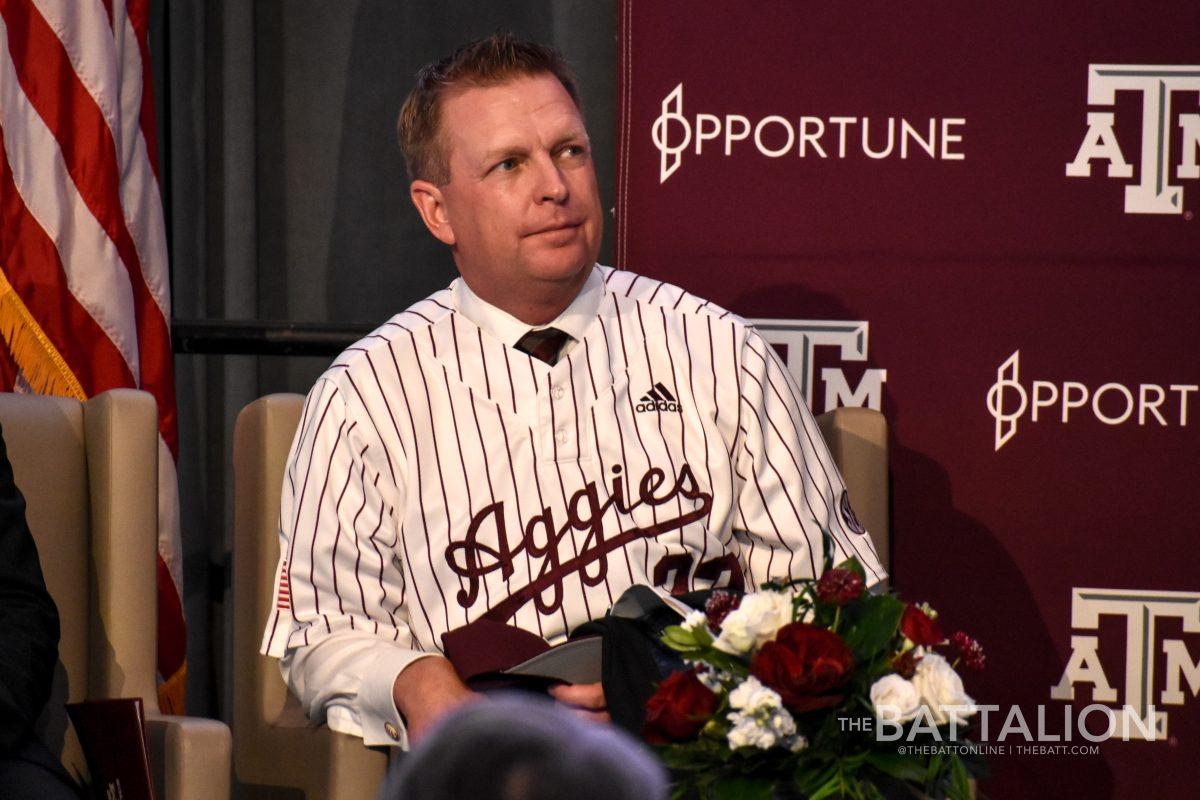 Newly hired head baseball coach Jim Schlossnagle was introduced to the Texas A&M community on June 10 at Kyle Fields Ford Hall of Champions.