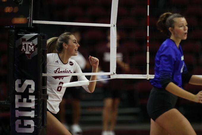 On the afternoon of Monday, Sept. 6 the Texas A&M volleyball team held their first home match of the season in Reed Arena, defeating the Corpus Christi Islanders 3-0. 