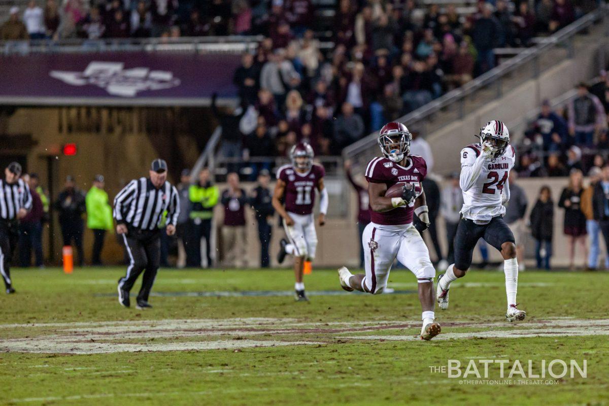 The Aggie offense has rushed for 1,214 yards and passed for 1,477 yards this season.