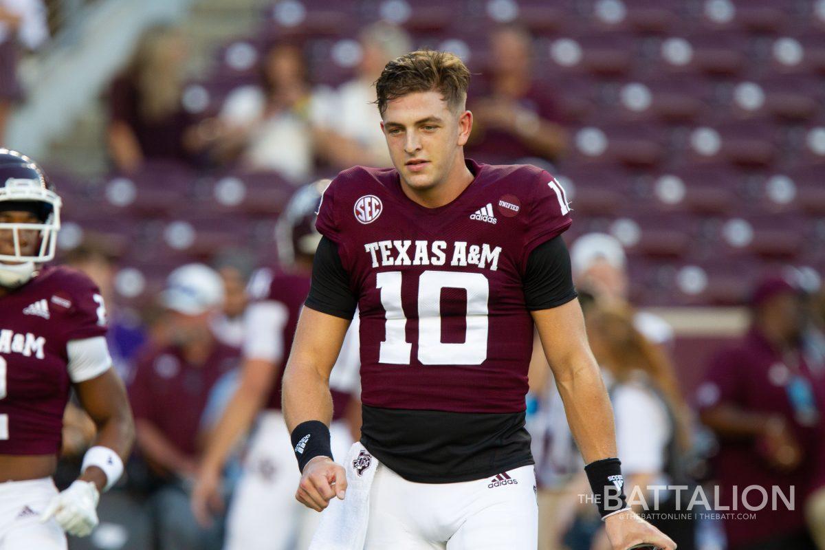 Quarterback Zach Calzada recorded a standout performance in the Saturday, Oct. 10 game against No. 1 Alabama. The redshirt-sophomore led the Aggies to a 41-38 victory. 