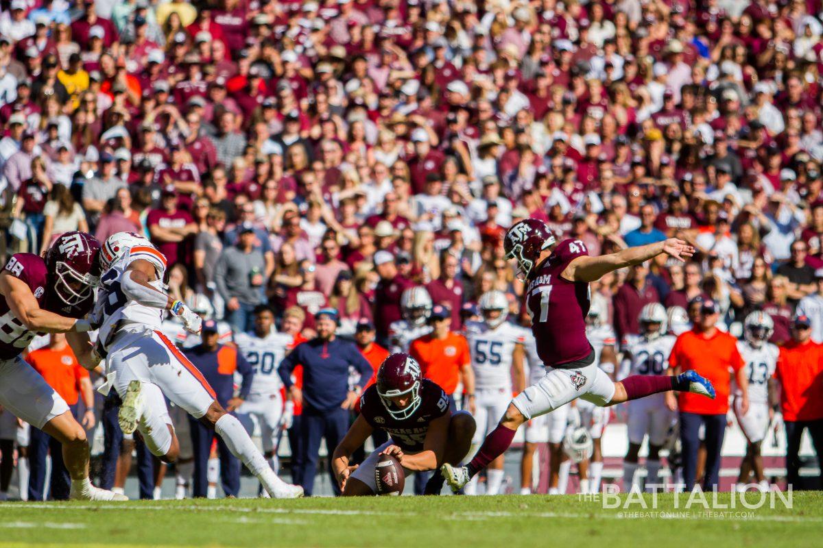 Senior placekicker Seth Small accounted for 12 of A&Ms points in the teams 20-3 victory over No. 12 Auburn.