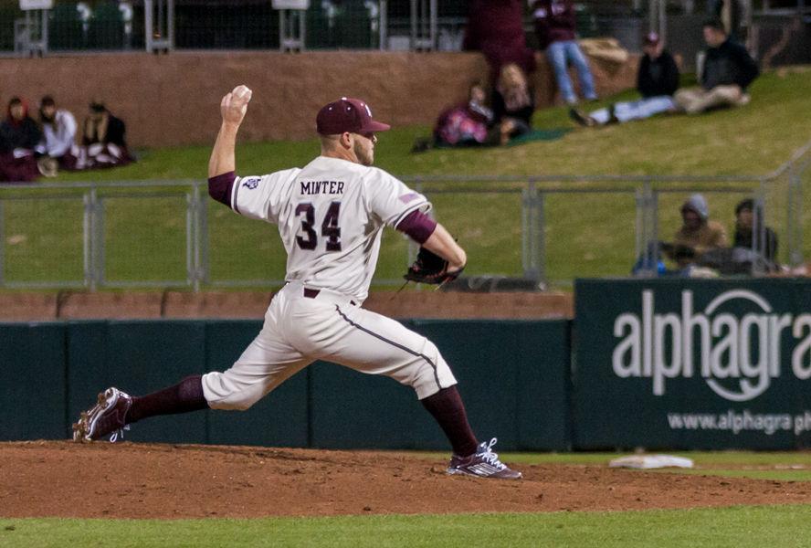 Left-handed pitcher A.J. Minter spent three seasons with A&M before moving to a career in the MLB.