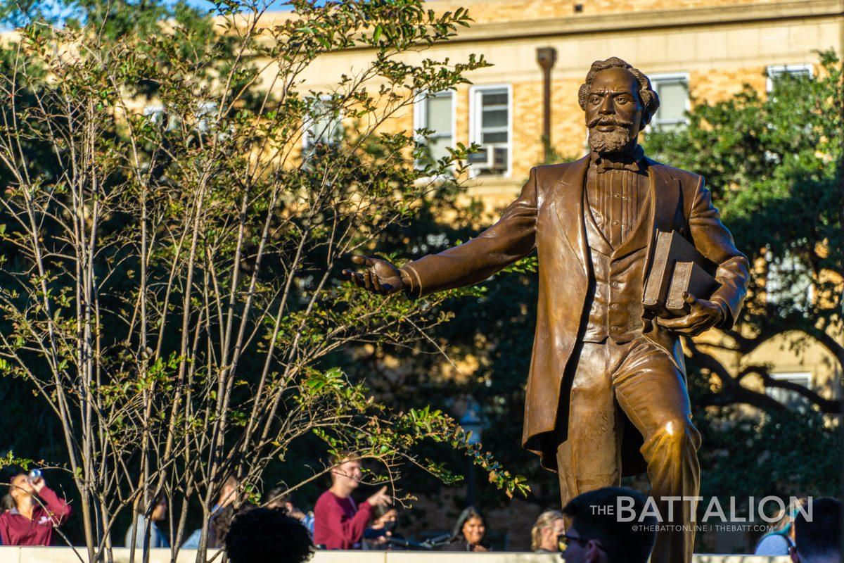 Friday, Nov. 19 marked the unveiling of Texas A&Ms Matthew Gaines statue, a day that has been years in the making thanks to efforts put forth by The Matthew Gaines Society. 
