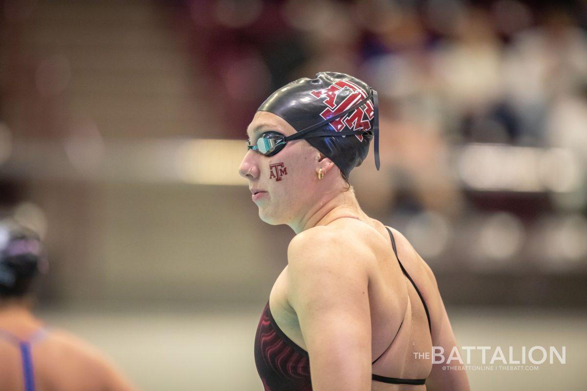 Sophomore Chloe Stepanek took the 500 Yard Freestyle for the Aggies by 13 seconds.