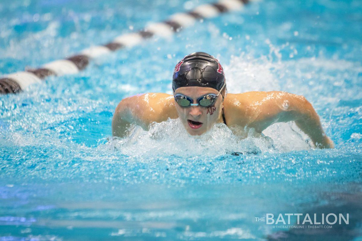 Freshman Sarah Holt recorded a fifth place finish in the 100-yard butterfly with a season-best and NCAA B-cut time of 53.49 at the Art Adamson Invitational. 