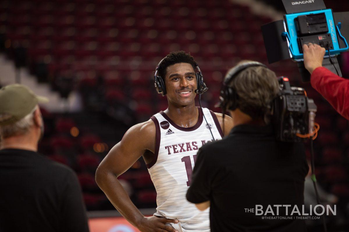Sophomore forward Henry Coleman III (15) led Texas A&M in scoring against Missouri with 18 points.