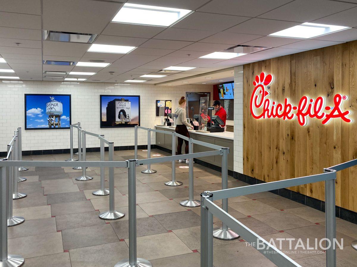 The Chick-fil-A located in Texas A&M’s Memorial Student Center is one of the campus’s newest and busiest restaurants.