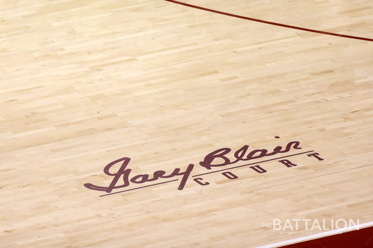 The+basketball+court+at+Reed+Arena+has+officially+been+named+the+Gary+Blair+Court+in+honor+of+the+national+championship+winning+coach.