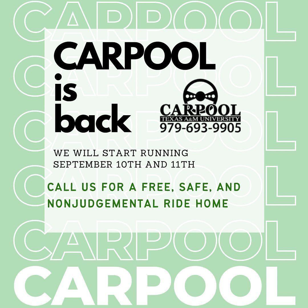 The executive branch of the Student government association creates CARPOOL as a nonjudgemental method of getting safe rides.