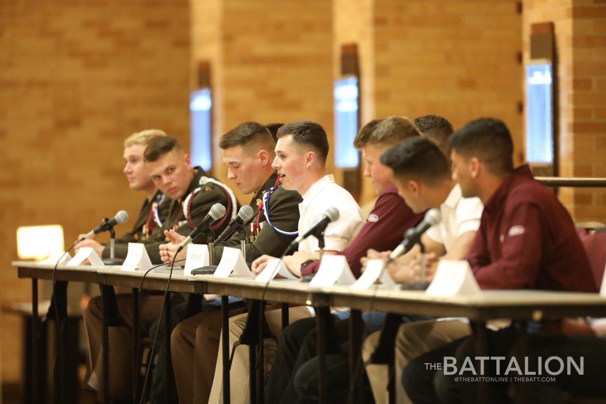 Senior Yell candidate Kipp Knecht speaks during the yell leader debate on Tuesday, Feb. 22, 2022.
