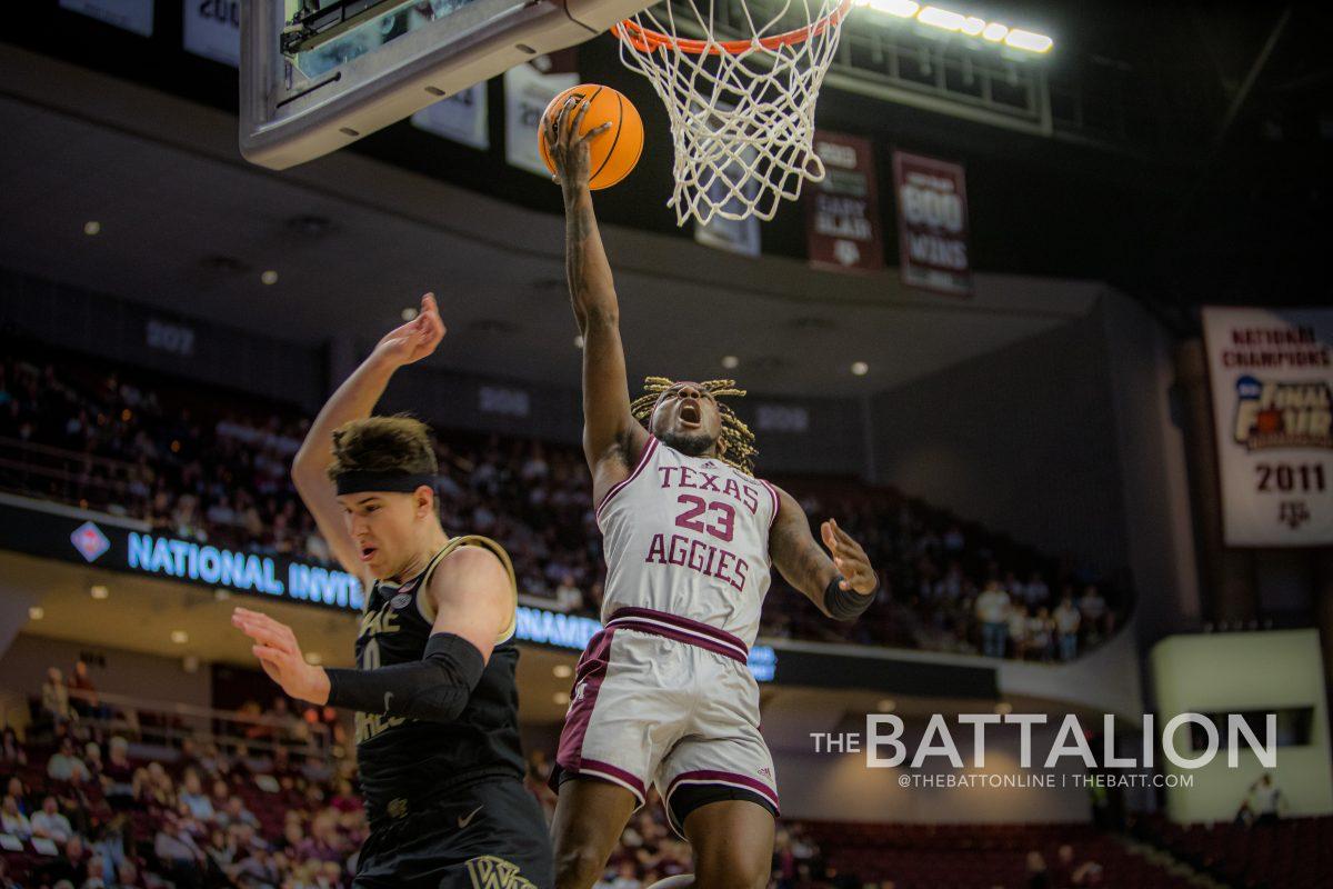 Junior Tyrece Radford (23) shoots a basket on Wednesday, March 23 in Reed Arena