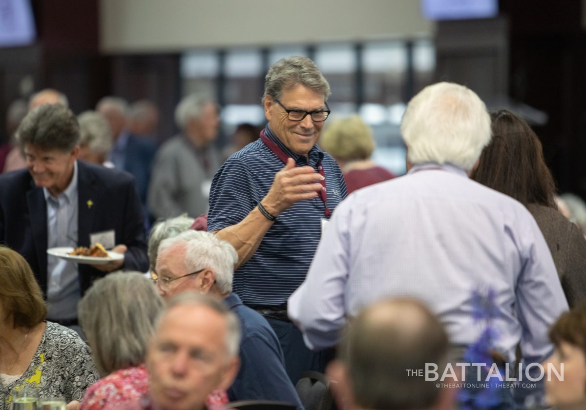 Former Texas Gov. Rick Perry attends the Class of 1972 50-year reunion in Kyle Field. 
