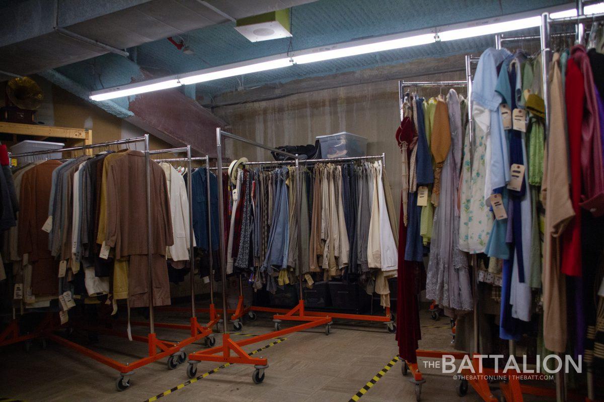 The Theatre Arts wardrobe is stored in the basement under the Rudder Theatre Complex. 