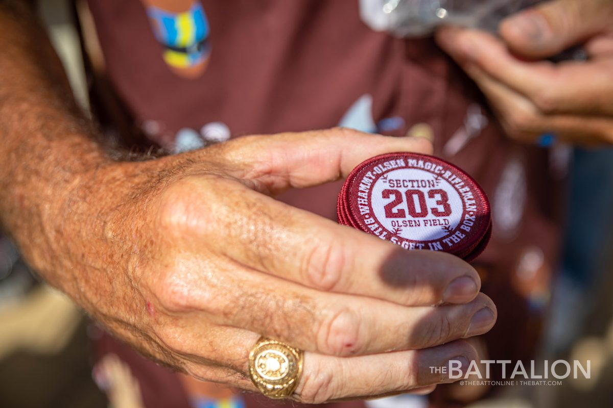 Custom patches celebrating the traditions of Aggie Baseball were made to celebrate the hosting of the College Station Super Regional.